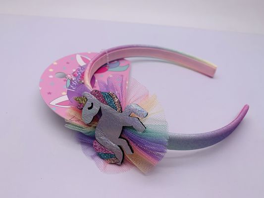 Polyester Girls Unicorn Hair Band, Acessórios de cabelo Rainbow para crianças