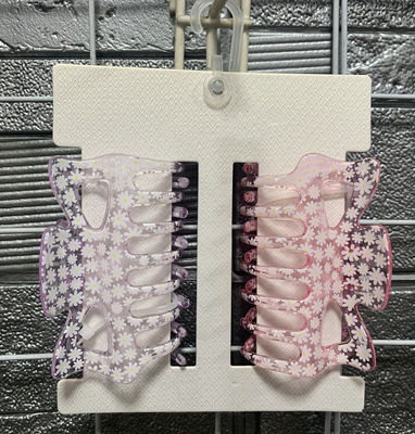 Garras de cabelo transparentes para mulher portáteis, pinças de mandíbula de plástico com impressão floral