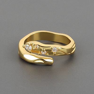 Anéis de moda de ouro portátil prático com corte de pedra brilhante