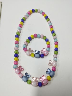 Colar de pérolas portátil elástico para crianças, pulseiras de pérolas para crianças