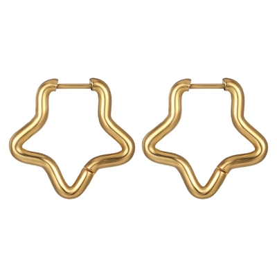 Brincos de ouro de estrutura aberta de estrelas Brincos geométricos finos para uso cotidiano