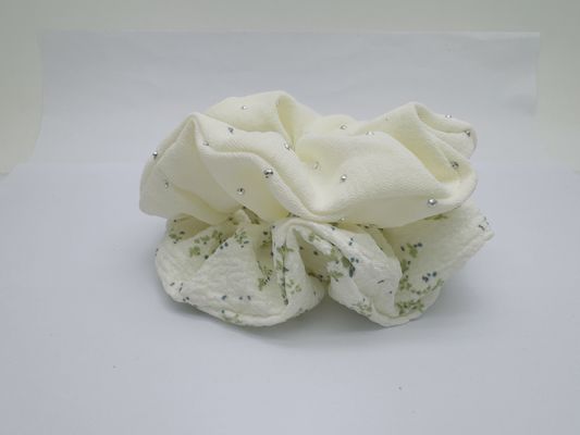 Simples estilo verde e branco Scrunchie para mulheres Acessórios de cabelo de tecido