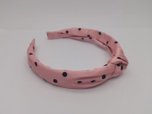 Banda de cabelo de tecido para mulheres meninas senhoras rosa com ponto preto em tons vibrantes