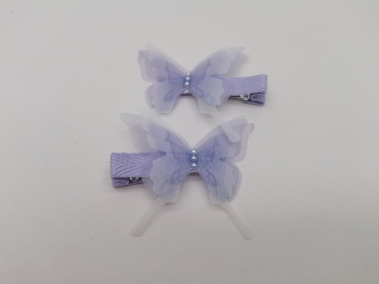 Acessórios de cabelo de tecido Clips de borboleta, Clips de cabelo em forma de borboleta roxa