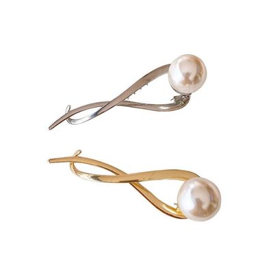 Grampos de cabelo dourados e prateados com pérolas personalizam desenhos para você