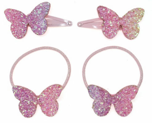 Glitter Butterfly Hair Tie e Hair Clip para Meninas Acessórios