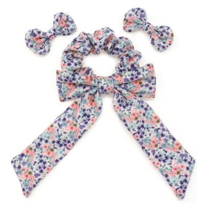 Meninas deliciosas Bowkont Clips de cabelo e Scrunchies personalizados com impressões vibrantes