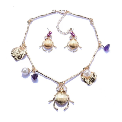 Rose Gold Plated Fashion Jewelry Set Mulheres Necklace com brincos