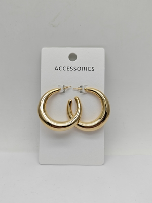 Popular Medium Hoop Metal brincos para Unisex em acabamento polido