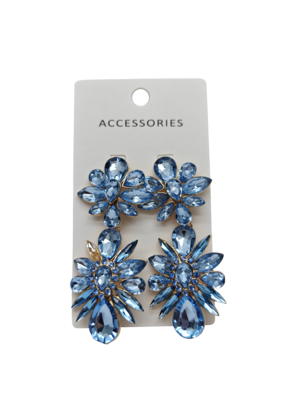 Novos brincos de moda de moda de água de cristal de moda e flor geométrica com camadas de joias de pérolas de pedra-prata colorida