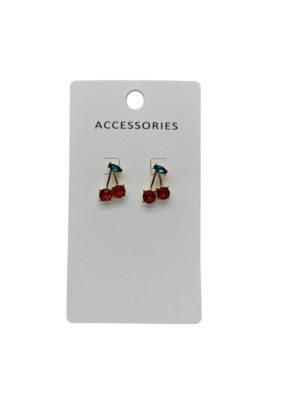 Brincos de cereja com zircônia vermelha nova no início do verão, elegantes e modernos, em forma de fruta, para mulheres e meninas, combinando com tudo, estilosos e elegantes