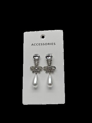 Brincos de laço banhados a ouro de alta qualidade para mulheres Joias de liga da moda Strass requintado Zircão Temperamento de pérola elegante