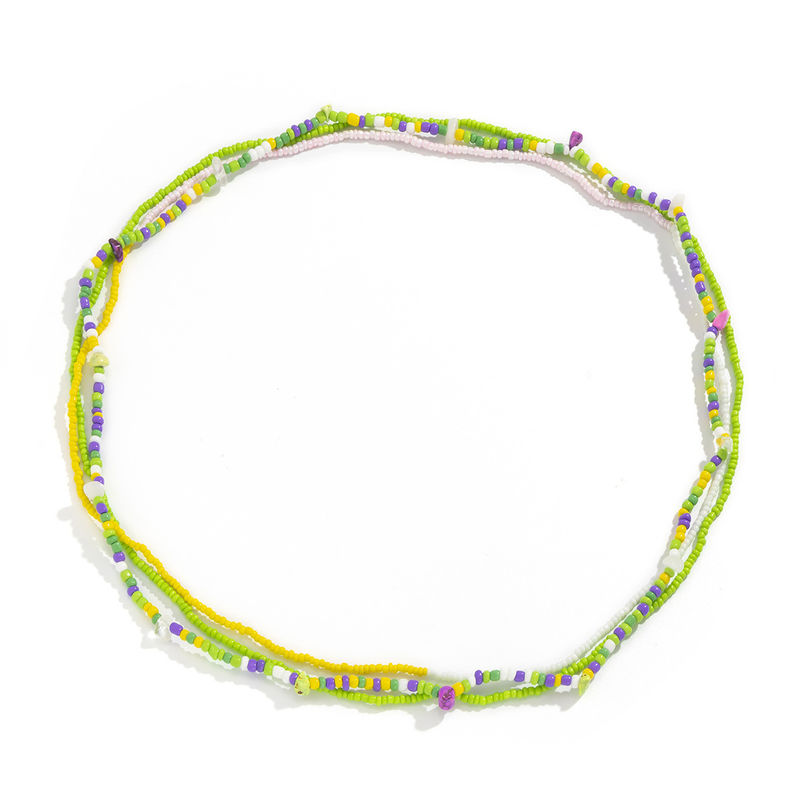 Colar feminino de contas de várias camadas, suave, portátil, colorido, colar de choker