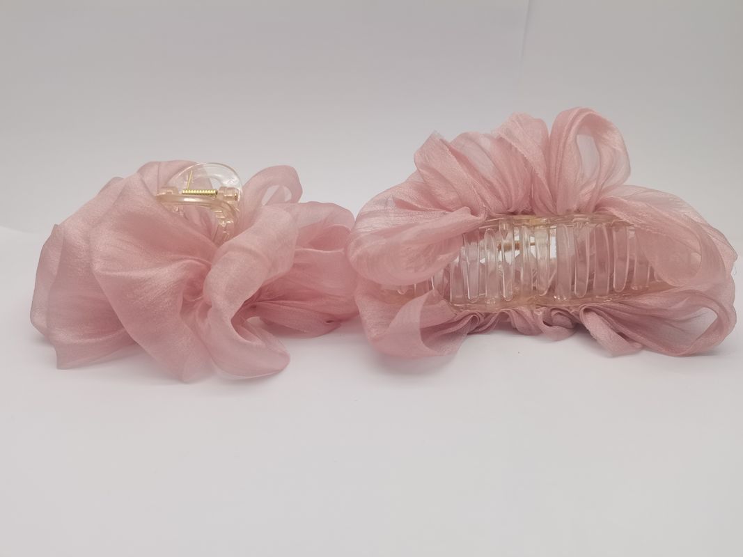 Materiais de gazeiro Rosa clara cabelo pinça clip de tecido acessórios de cabelo com vários desenhos
