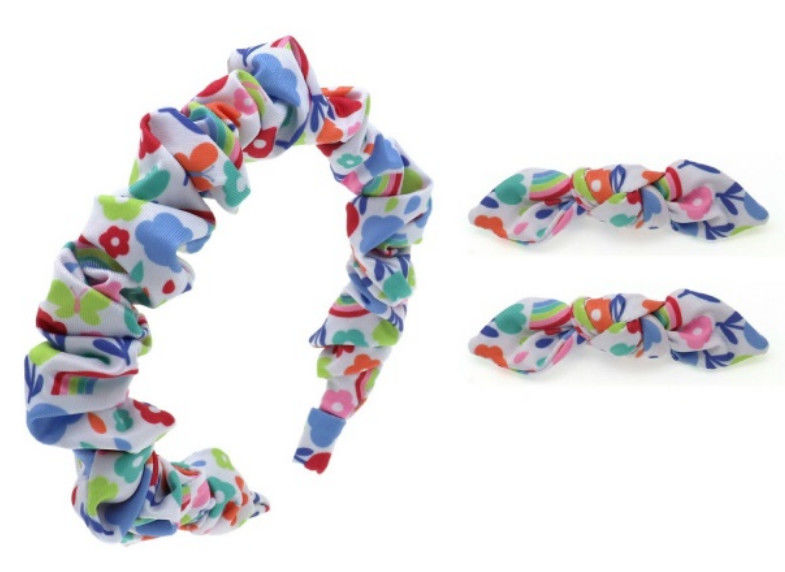 Padrões coloridos Faixa de cabelo e Scrunchies para crianças com vários desenhos