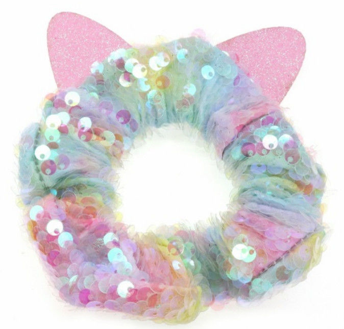 Desenho de moda estilo orelha de gato Scrunchie com várias cores para crianças