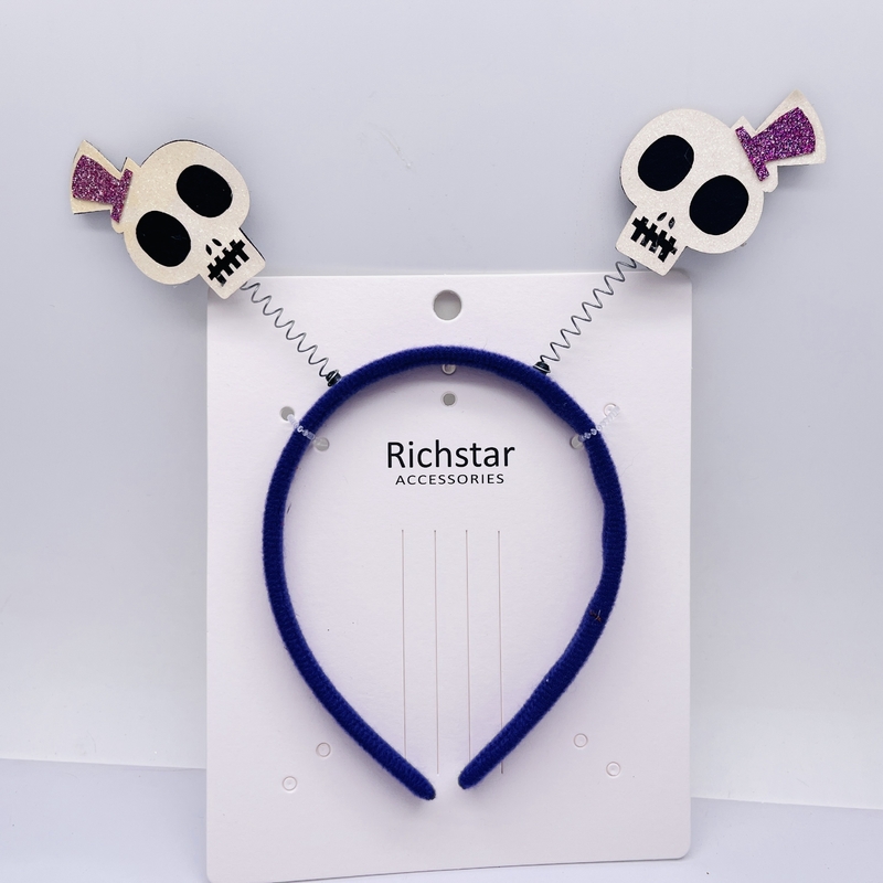 Faixa de cabelo de esqueleto de Halloween com cores personalizadas, faixa de cabeça de esqueleto para adultos