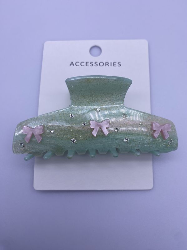 Unisex Pure and Fresh Acrylic Hair Claw Clip com Design de Decoração Bowknot