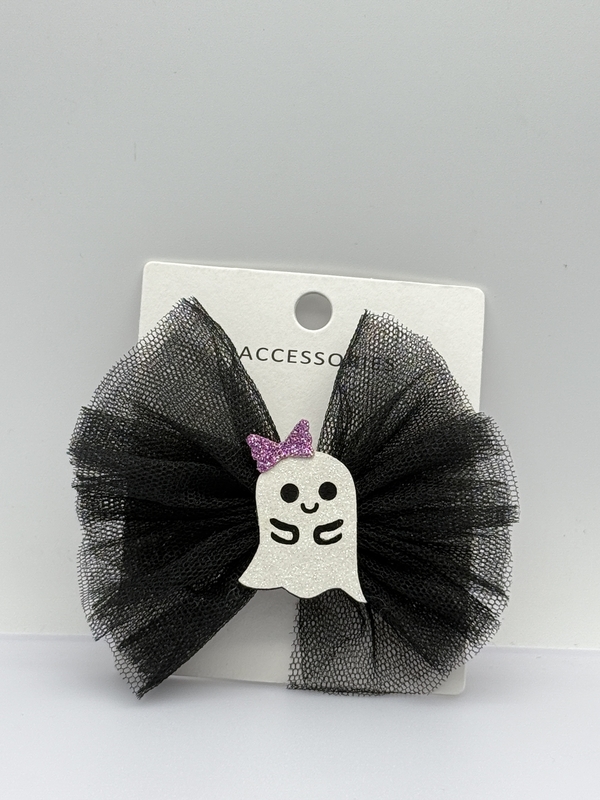 Presilha de cabelo com laço de fantasminha fofo em várias cores, perfeito para o Halloween e todas as estações