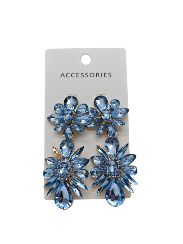 Novos brincos de moda de moda de água de cristal de moda e flor geométrica com camadas de joias de pérolas de pedra-prata colorida