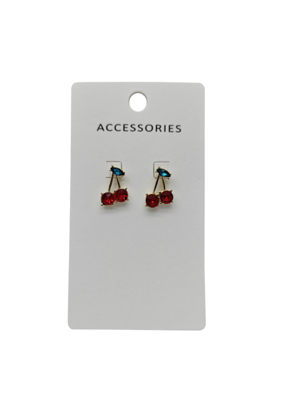 Brincos de cereja com zircônia vermelha nova no início do verão, elegantes e modernos, em forma de fruta, para mulheres e meninas, combinando com tudo, estilosos e elegantes