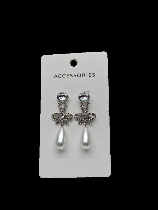 Brincos de laço banhados a ouro de alta qualidade para mulheres Joias de liga da moda Strass requintado Zircão Temperamento de pérola elegante